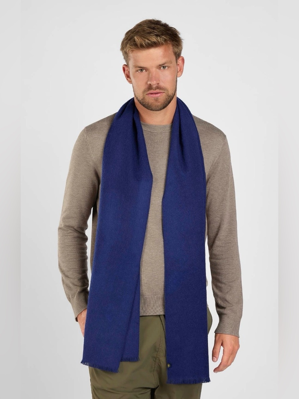 Patapampa Navy Blue Alpaca Long Brushed Scarf